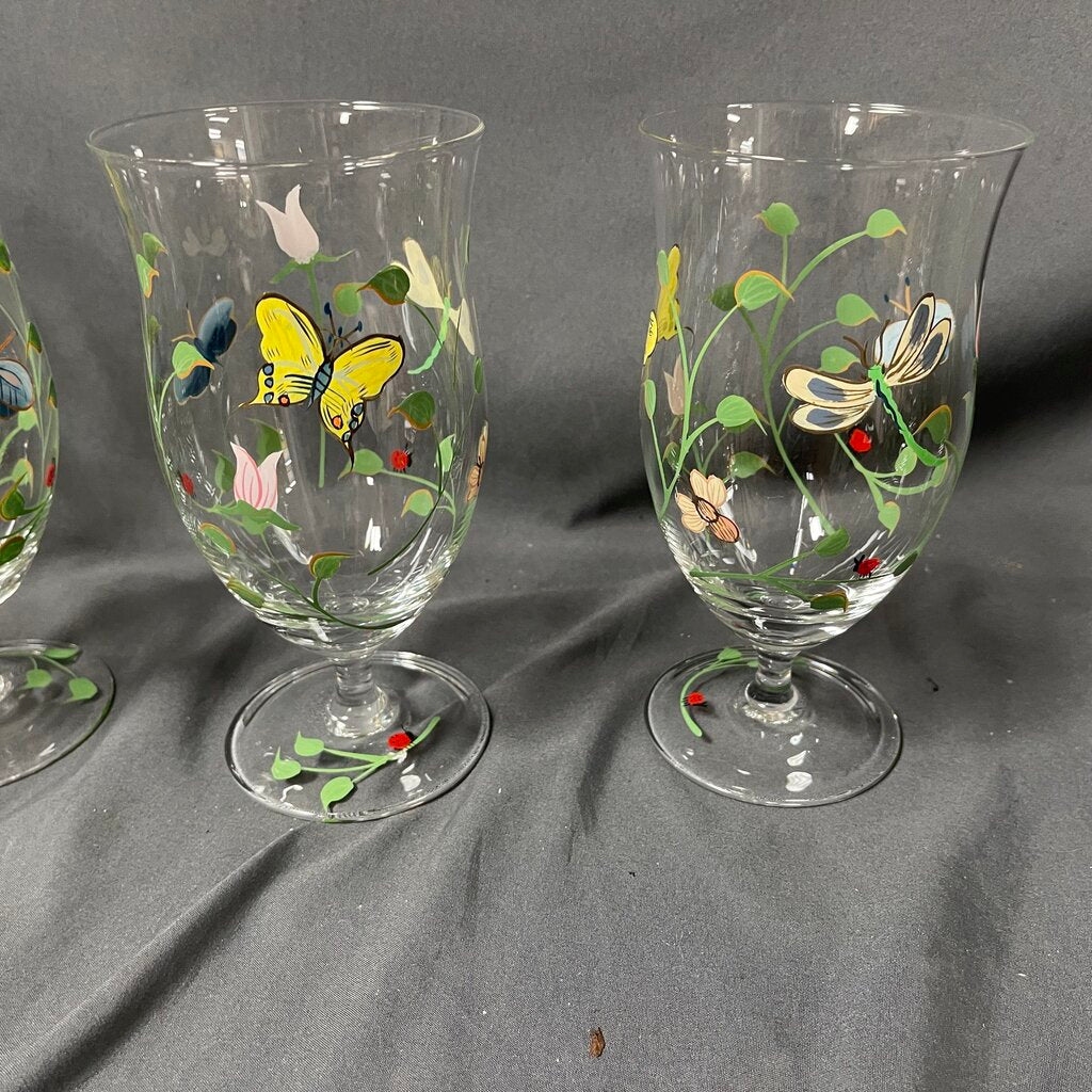 Set/12 Hand Painted Butterfly Meadow Iced Tea Glasses