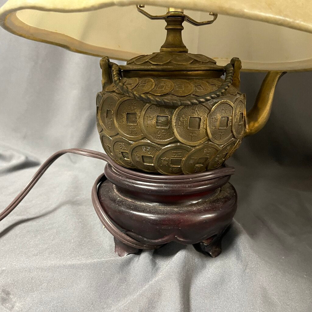 Bronze Asian Coin Teapot Lamp