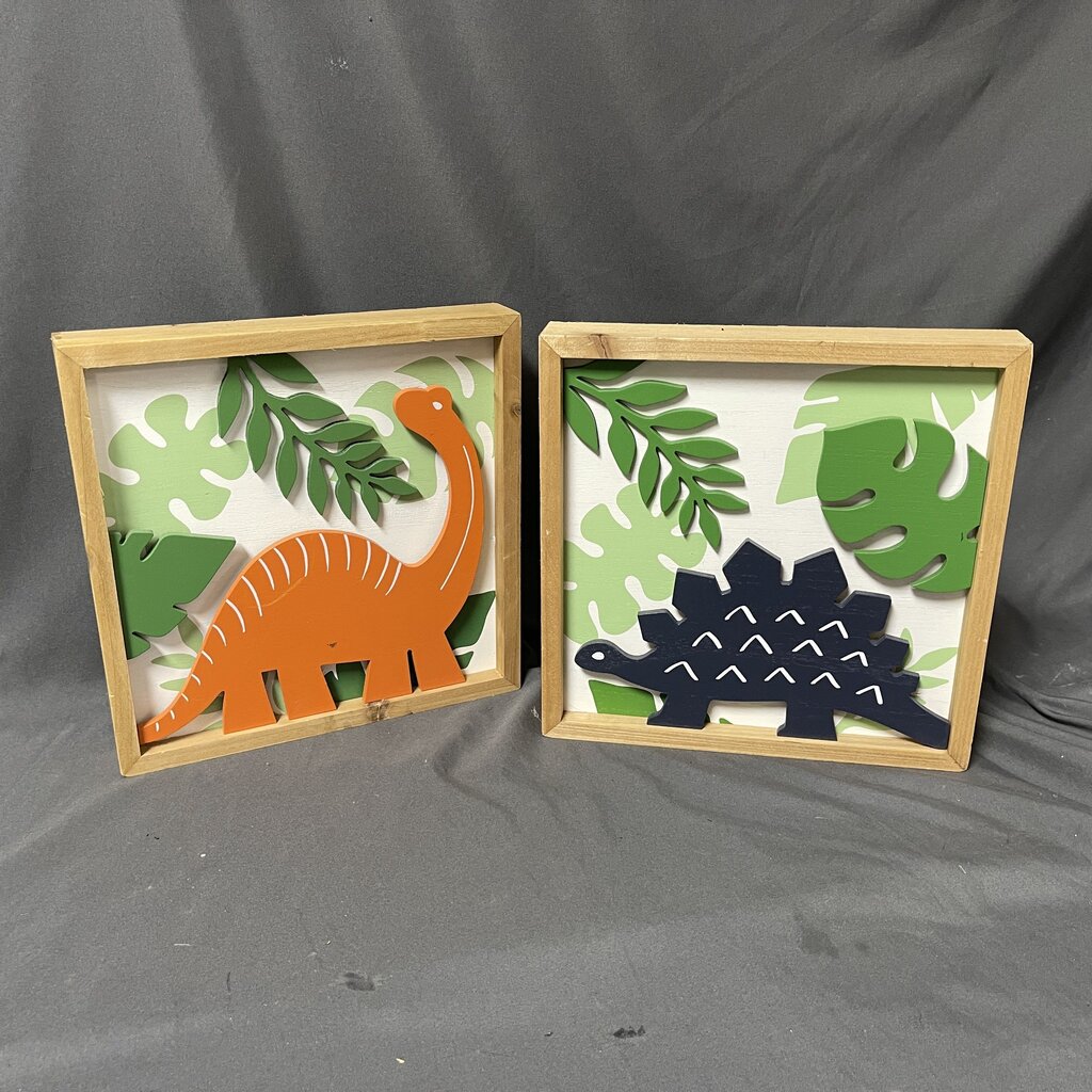 Pair Wood Dinosaur Wall Decor