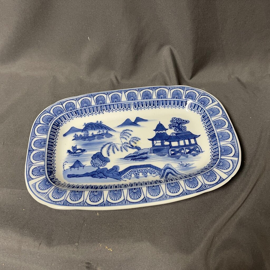 Vintage Chinese Blue + White Canton Serving Platter