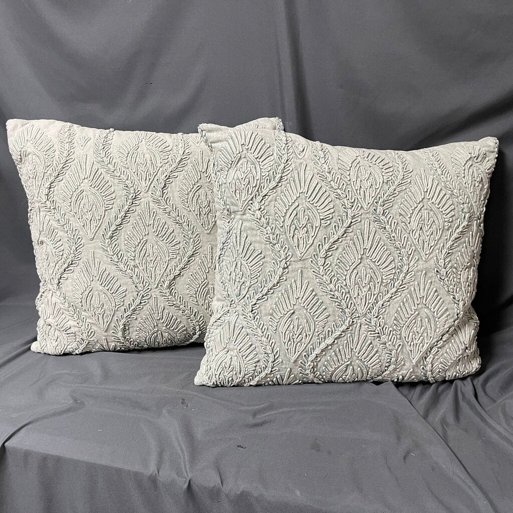 Pair Ruffled Faded Denim Pillows