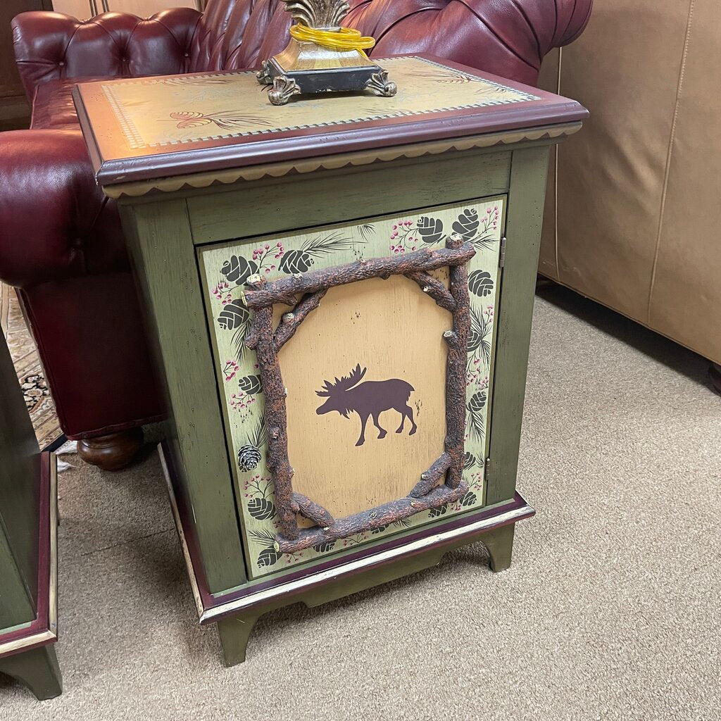 Pair Hand Painted Cabin Style Nightstands