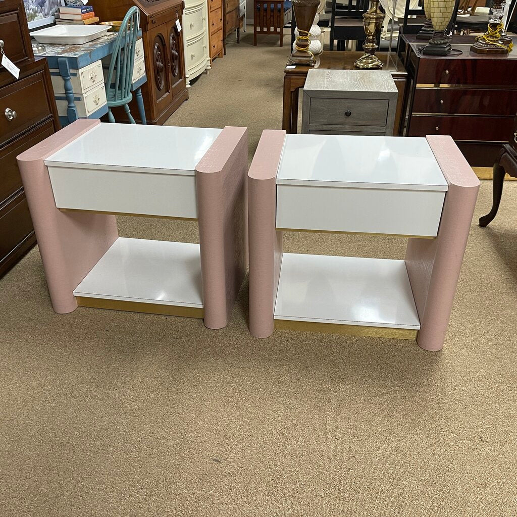 Pair c1980s Miami Art Deco Nightstands