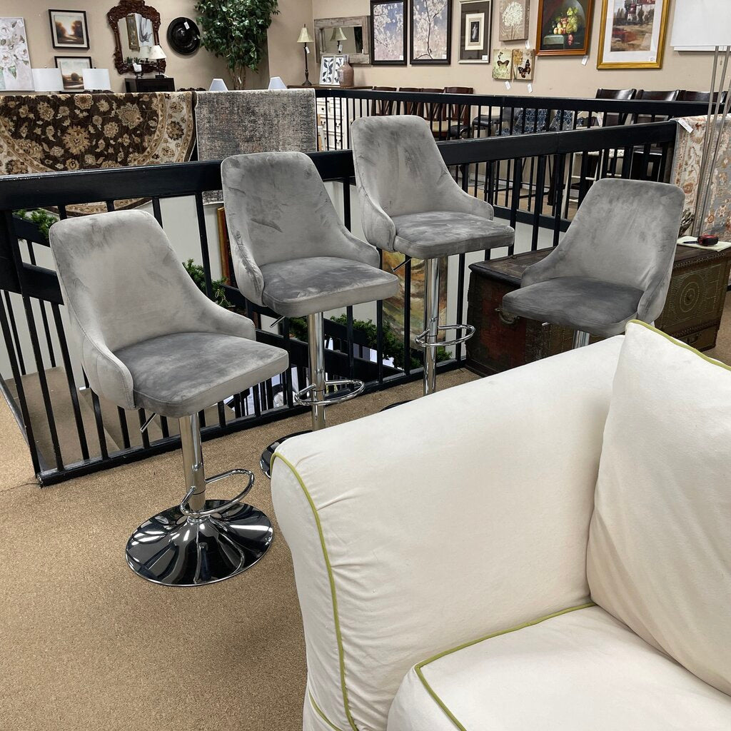 Set/4 Velvet Adjustable Bar Stools