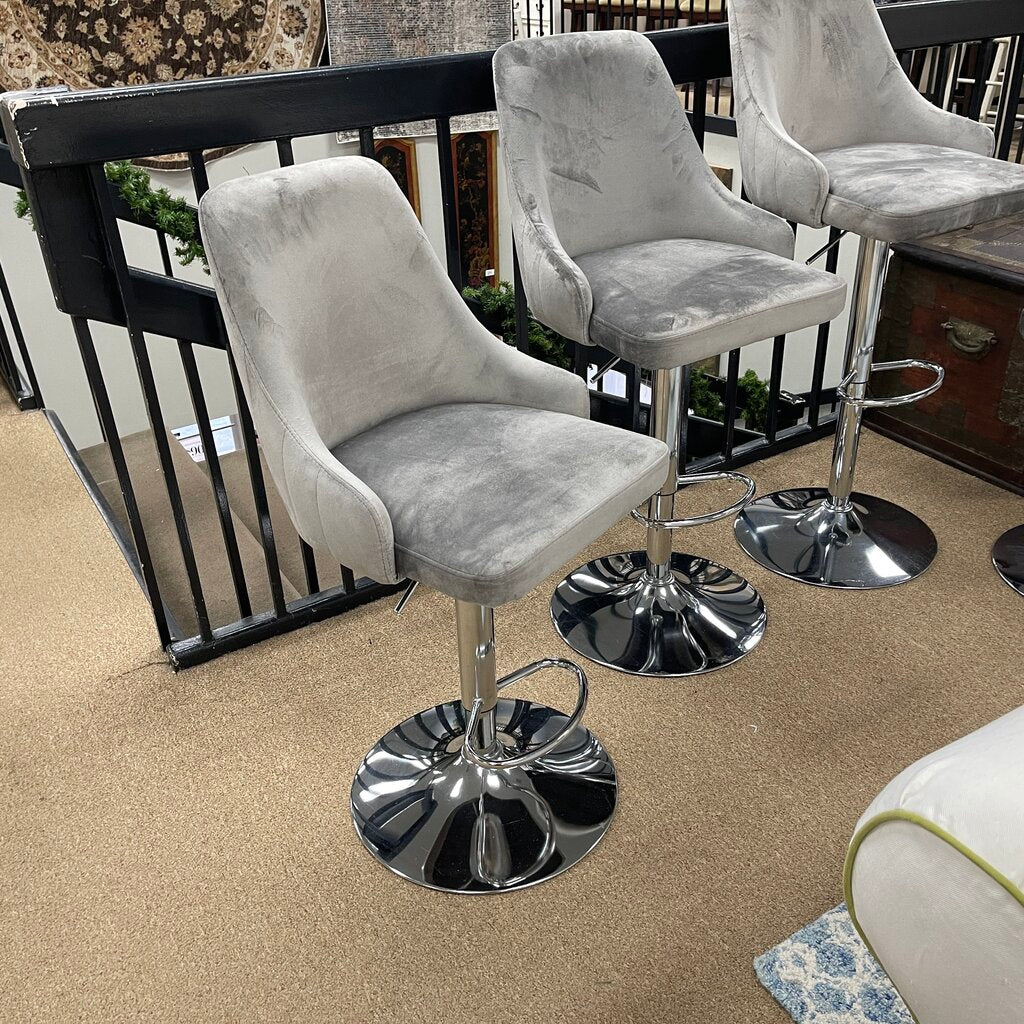 Set/4 Velvet Adjustable Bar Stools