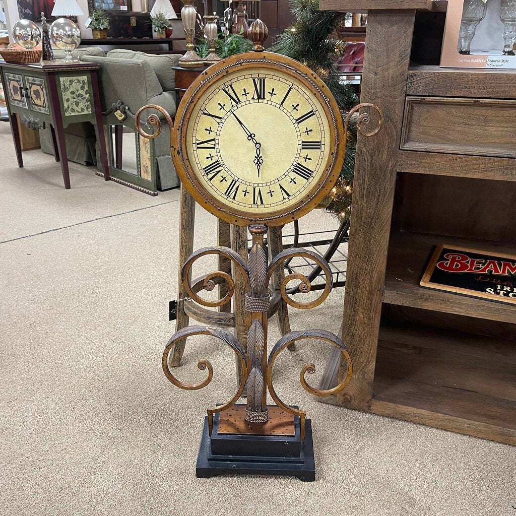 Metal Scrollwork Standing Clock