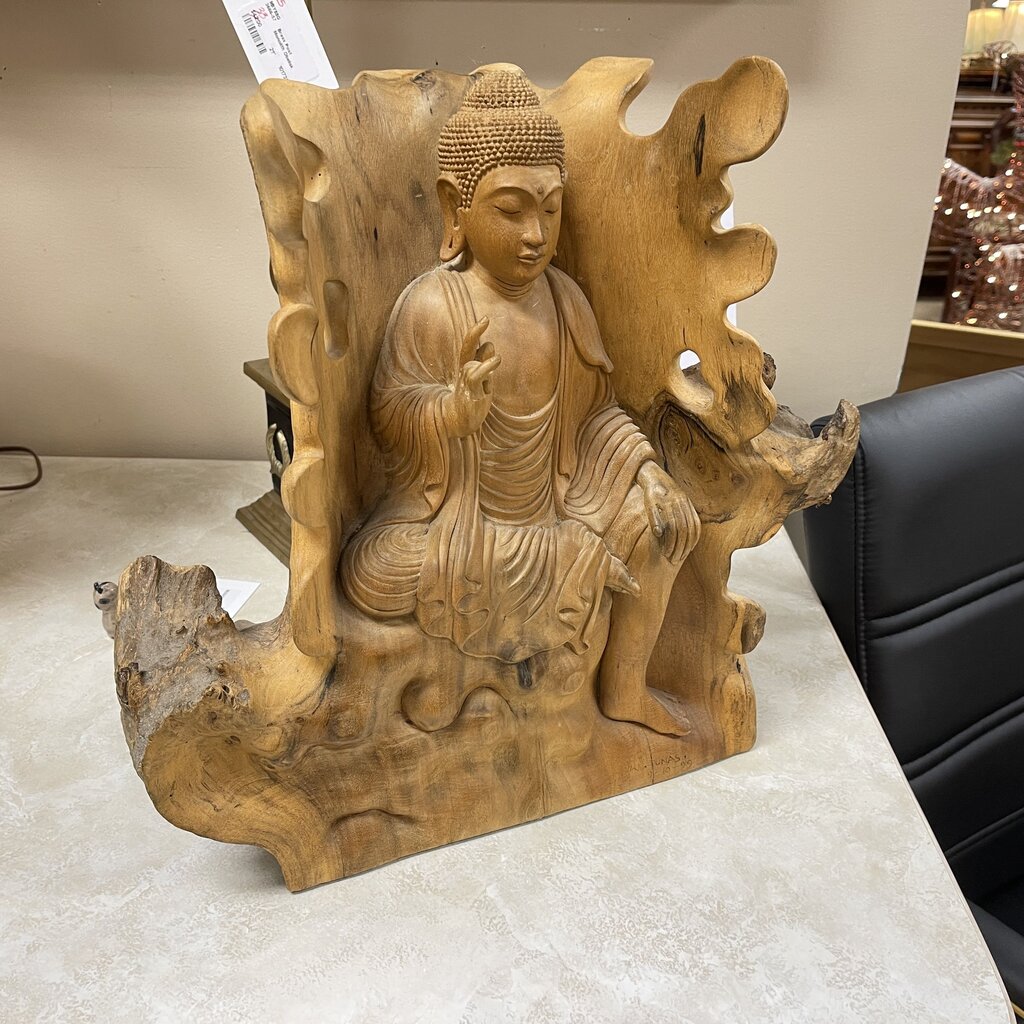 Hand Carved Burl Wood Buddha