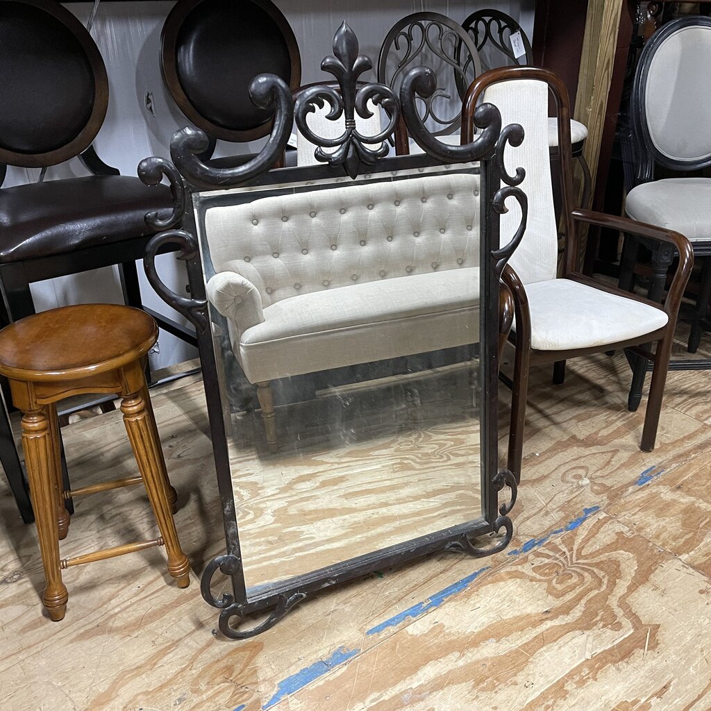 Black Metal Scroll Mirror