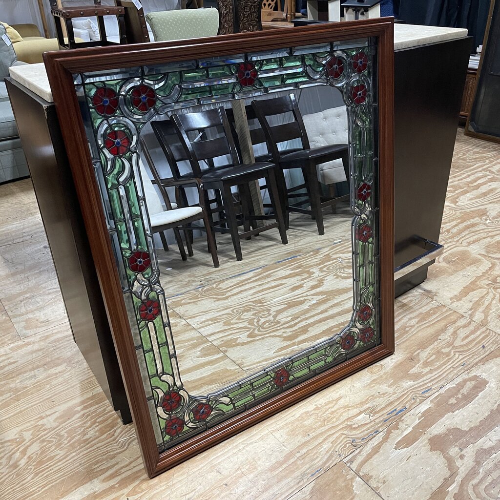Vintage Stained Glass Mirror