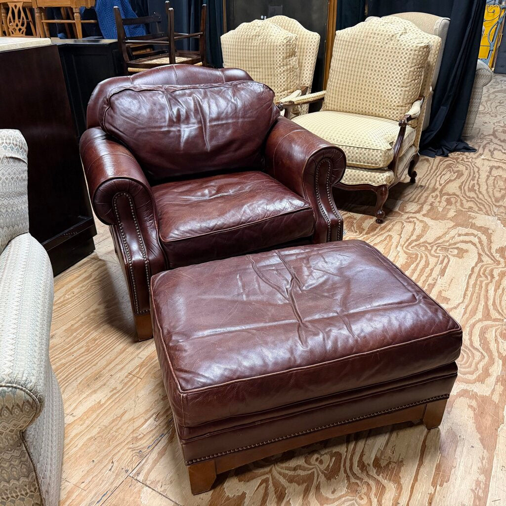 Bob Timberlake Leather Accent Chair w/Ottoman