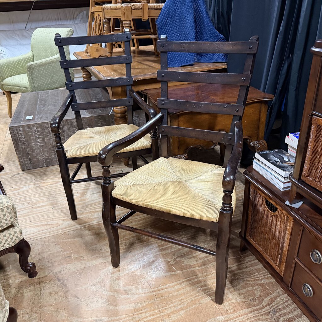 Pair Ladderback Arm Chairs