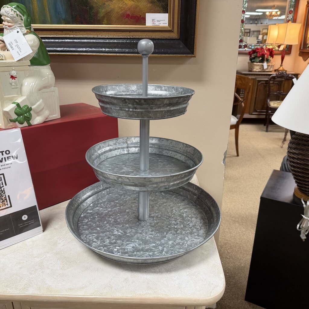 3-Tier Galvanized hors d'oeuvres Tray