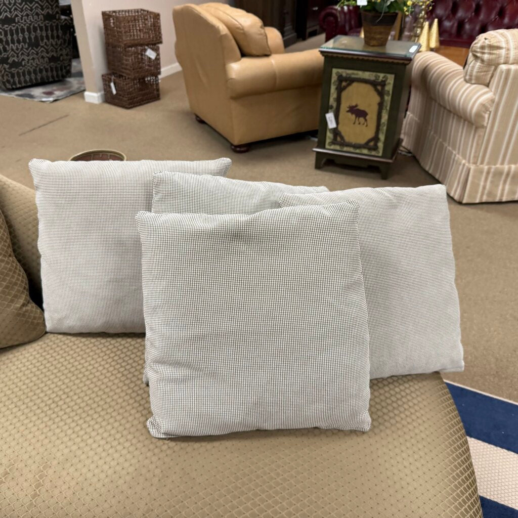 Set/4 Green+Cream Checked Pillows