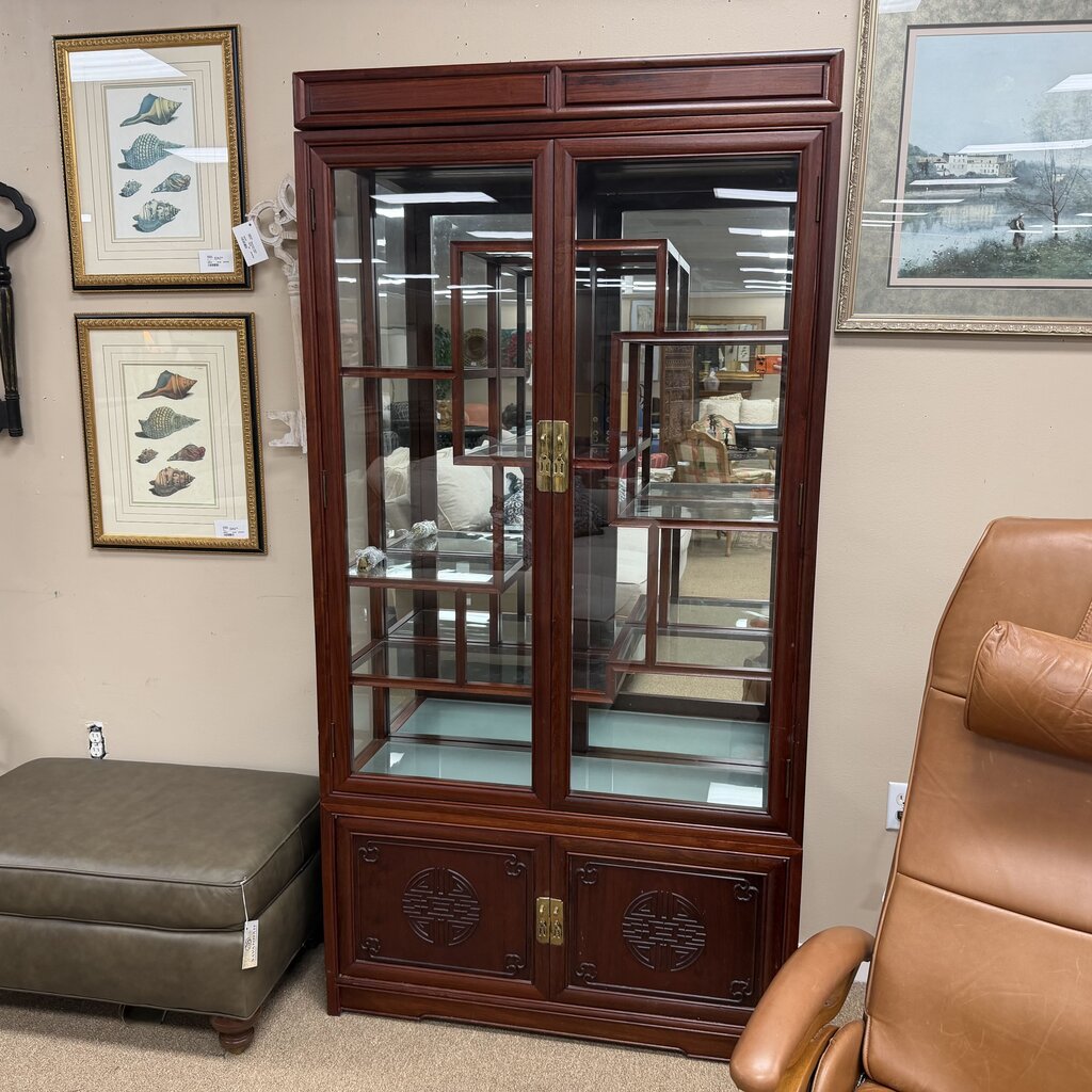 Asian Style Glass Front Display Cabinet