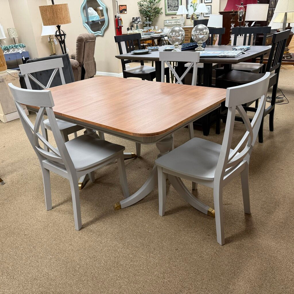 Painted Mahogany Dining Table + 4 Chairs