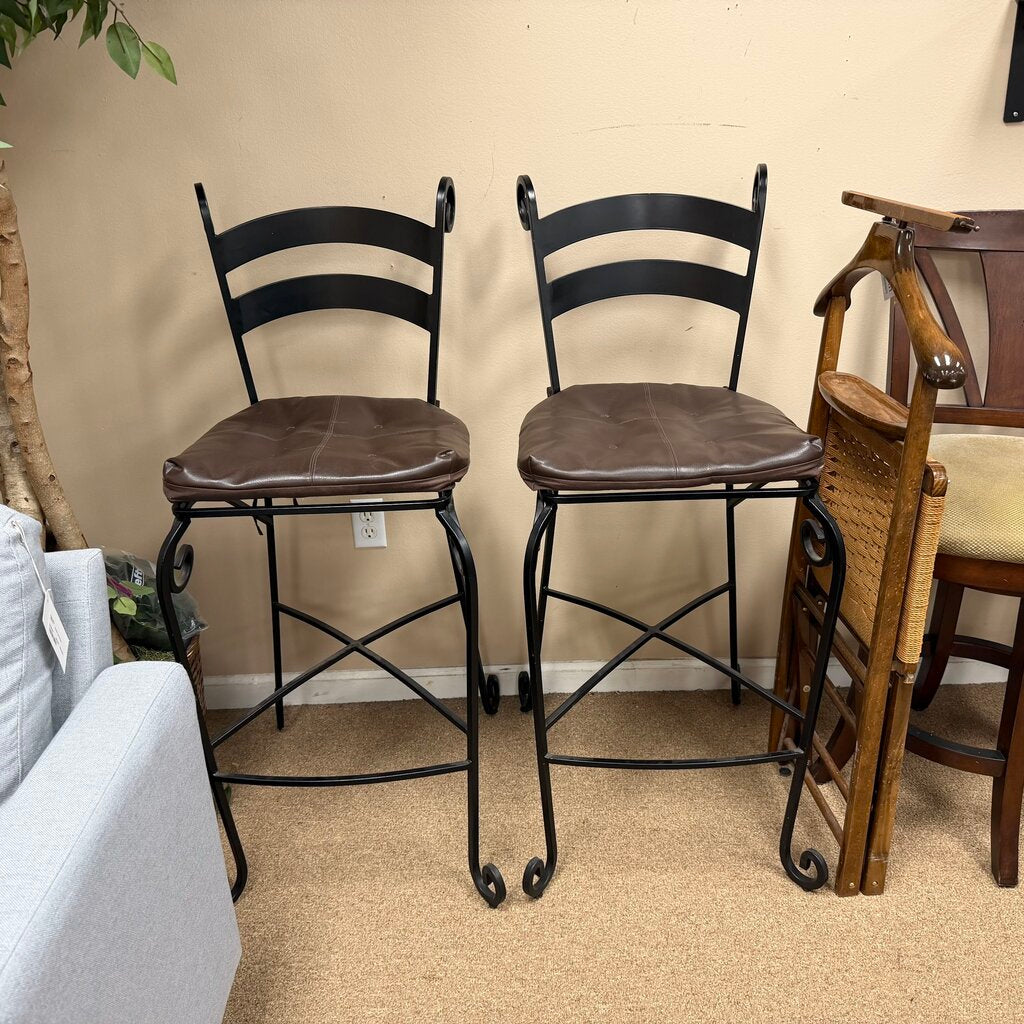 Pair Iron Bar Stools