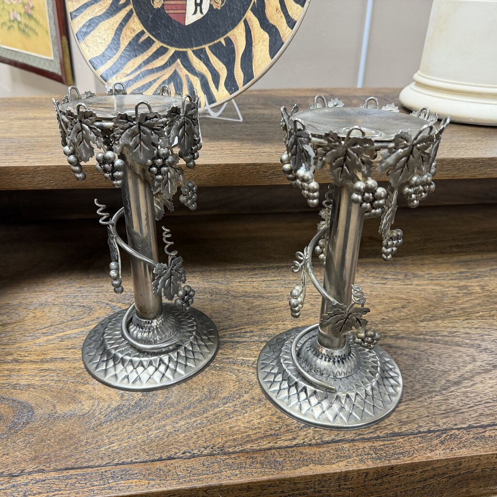 Pair Metal Grapevine Candleholders