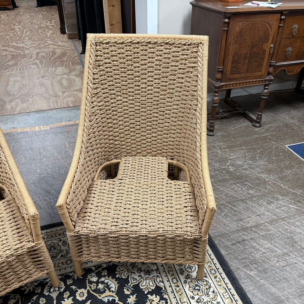 Pair Rope Wicker Chairs