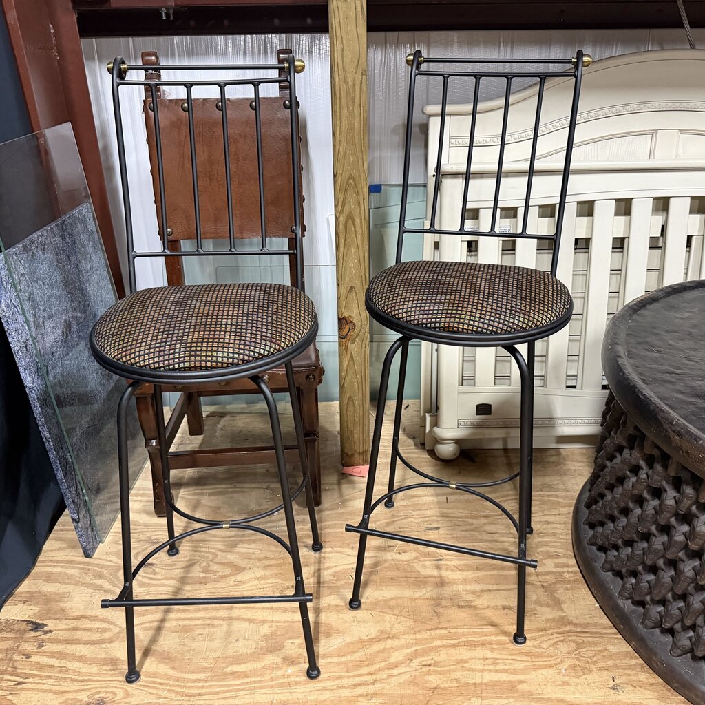 Pair Metal Bar Stools