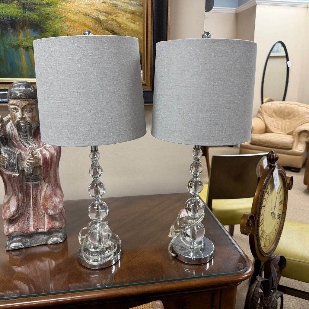 Pair Lucite Bubble Lamps