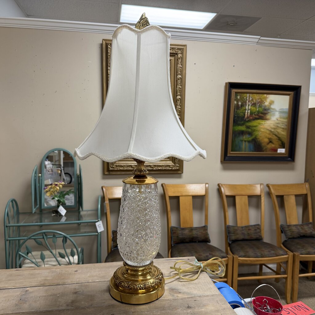 Vintage Brass + Cut Crystal Lamp