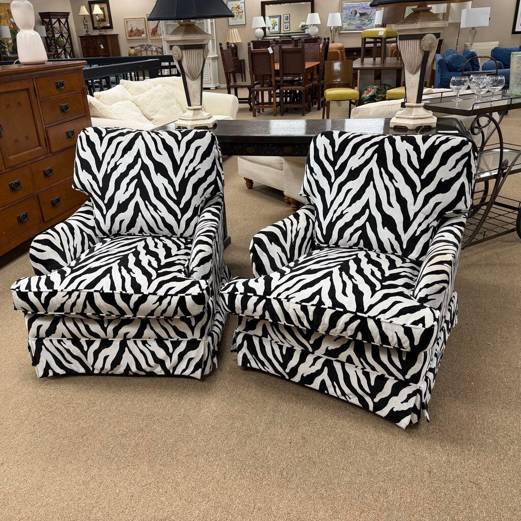 Pair Zebra Velour Chairs