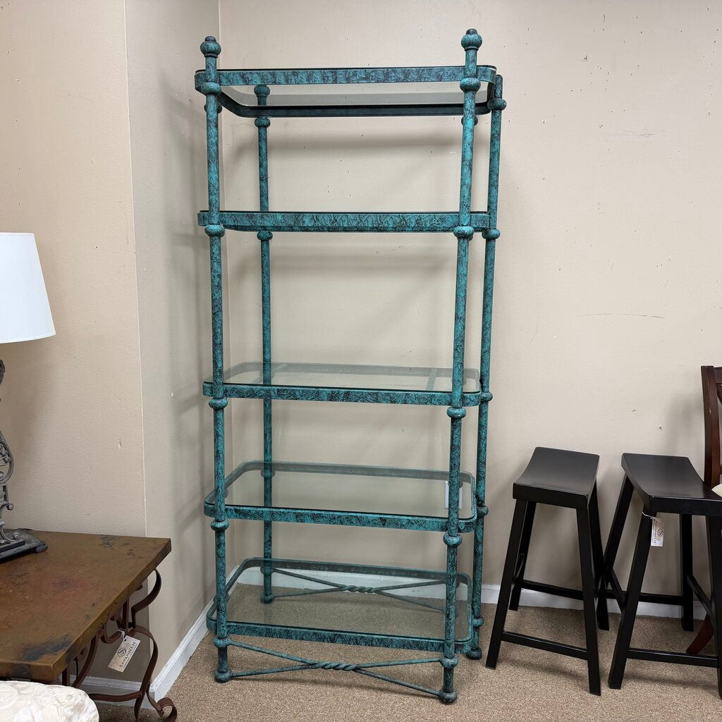 Metal Etagere w/Glass Shelves