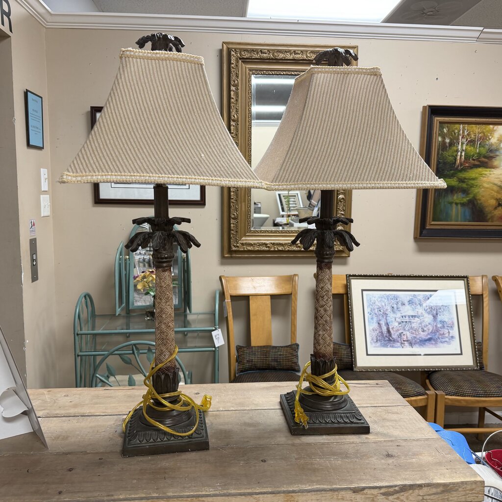 Pair Palm Lamps