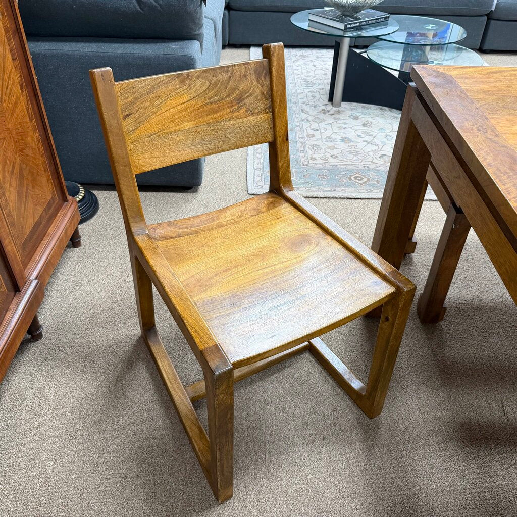 Contemporary Wood Dining Table + 2 Chairs + 2 Benches