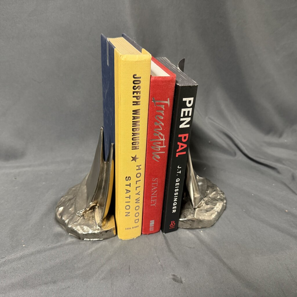 Silver Sailboat Bookends