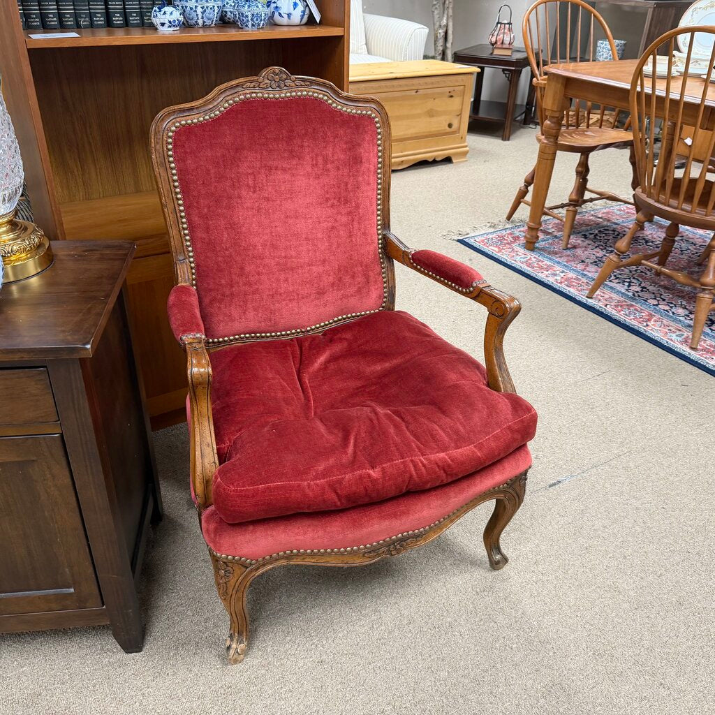 Pair Velvet Bergere Chairs