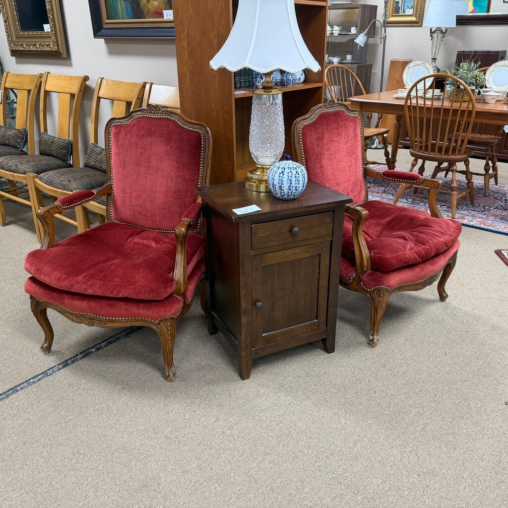 Pair Velvet Bergere Chairs