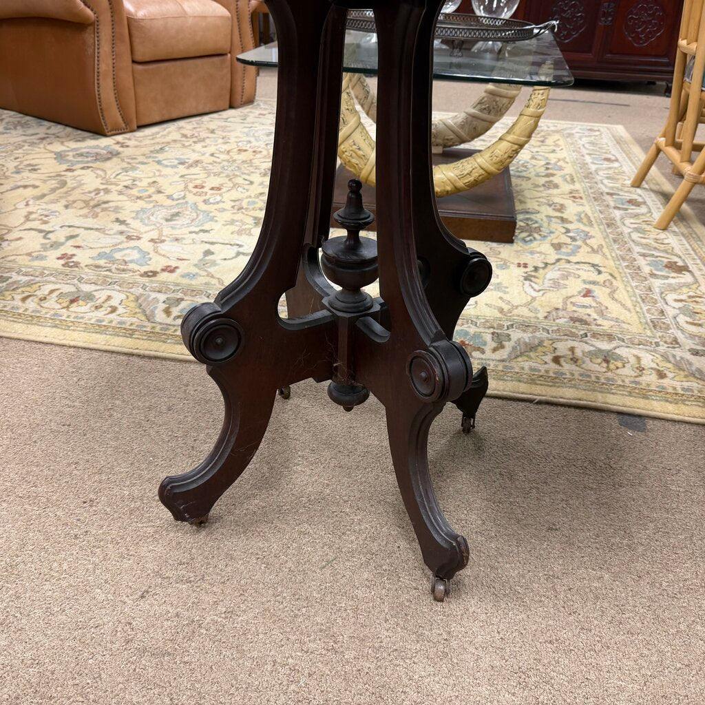 Eastlake Marble Top Mahogany Side Table