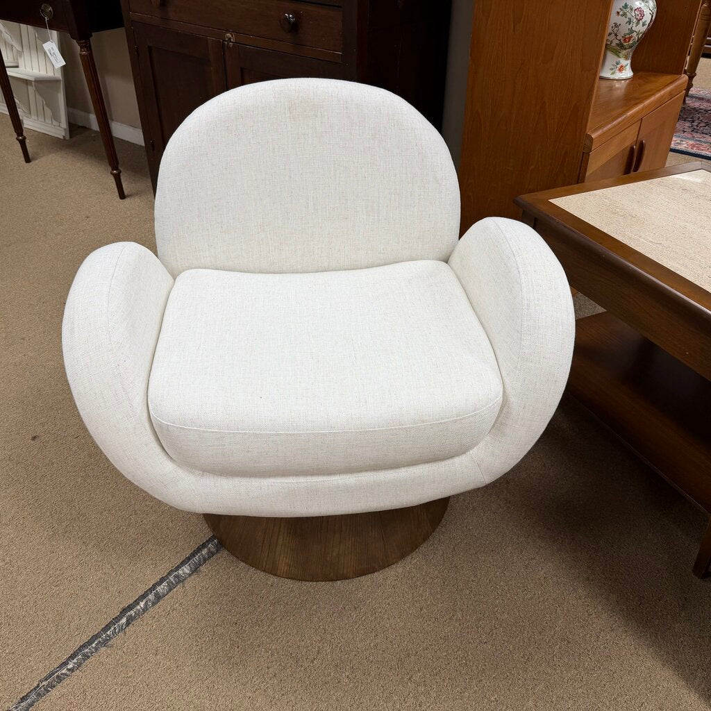Contemporary Swivel Club Chair w/Faux Wood Base