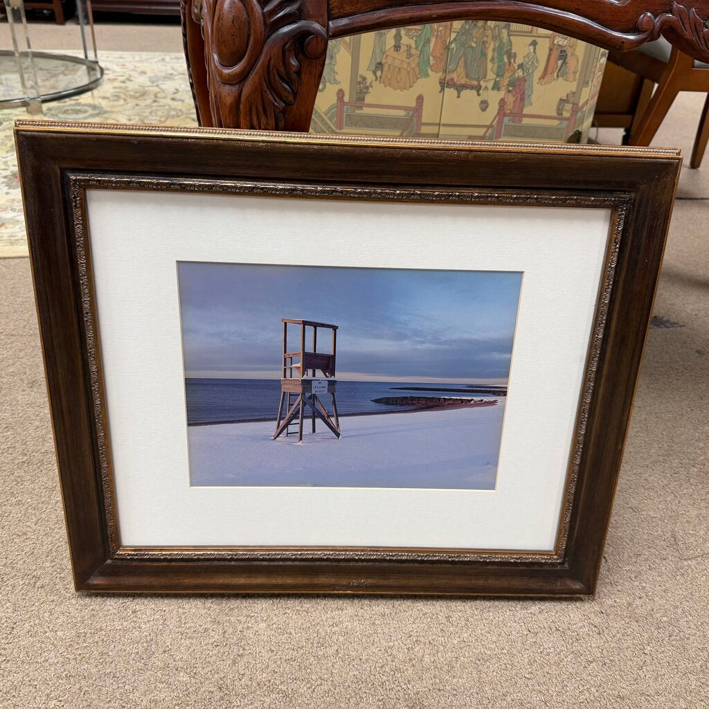 Framed Photo - Lifeguard Stand in Snow