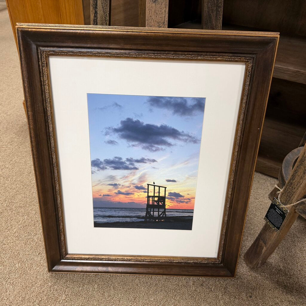 Framed Photo - Lifeguard Stand at Sunset