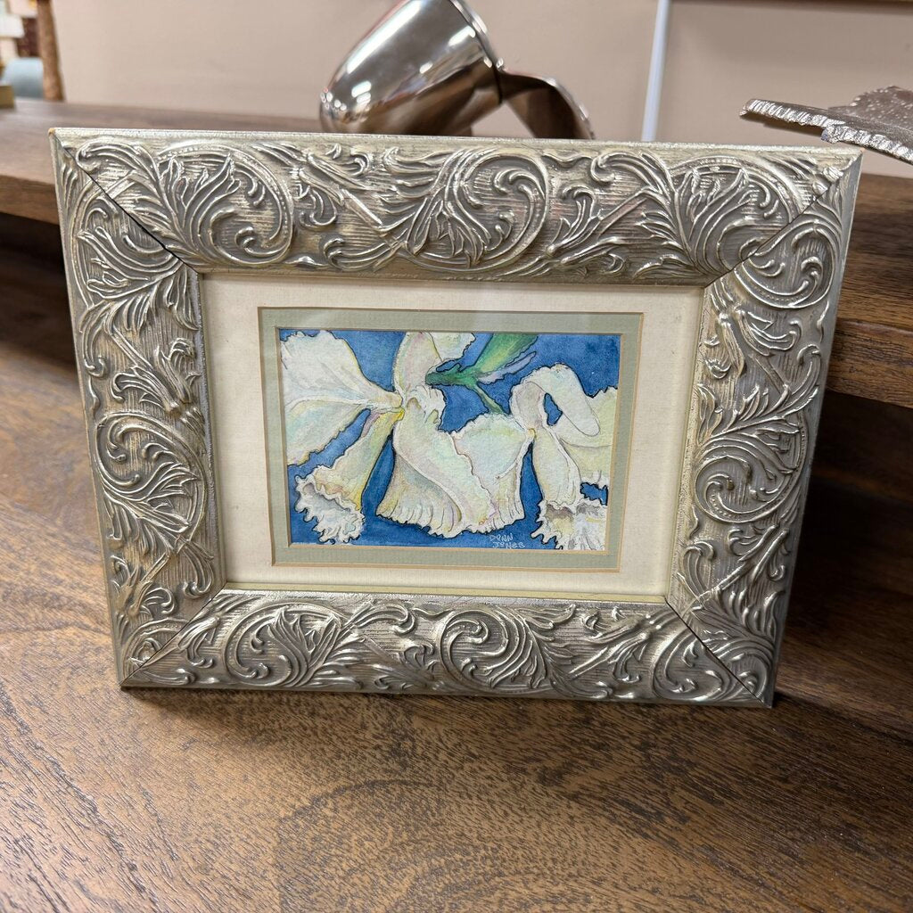 Watercolor Iris in Silver Frame