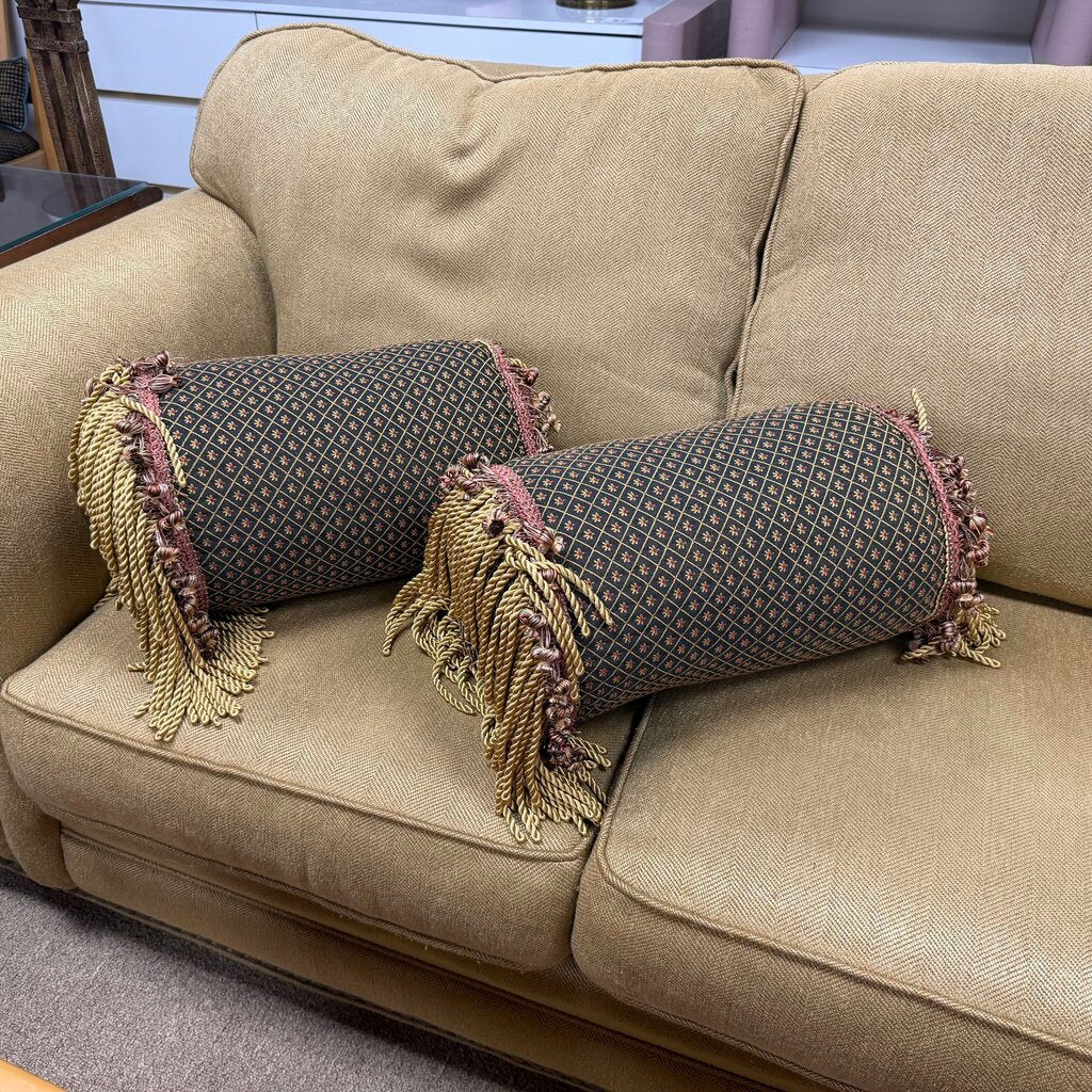 Pair Round Lumbar Pillows
