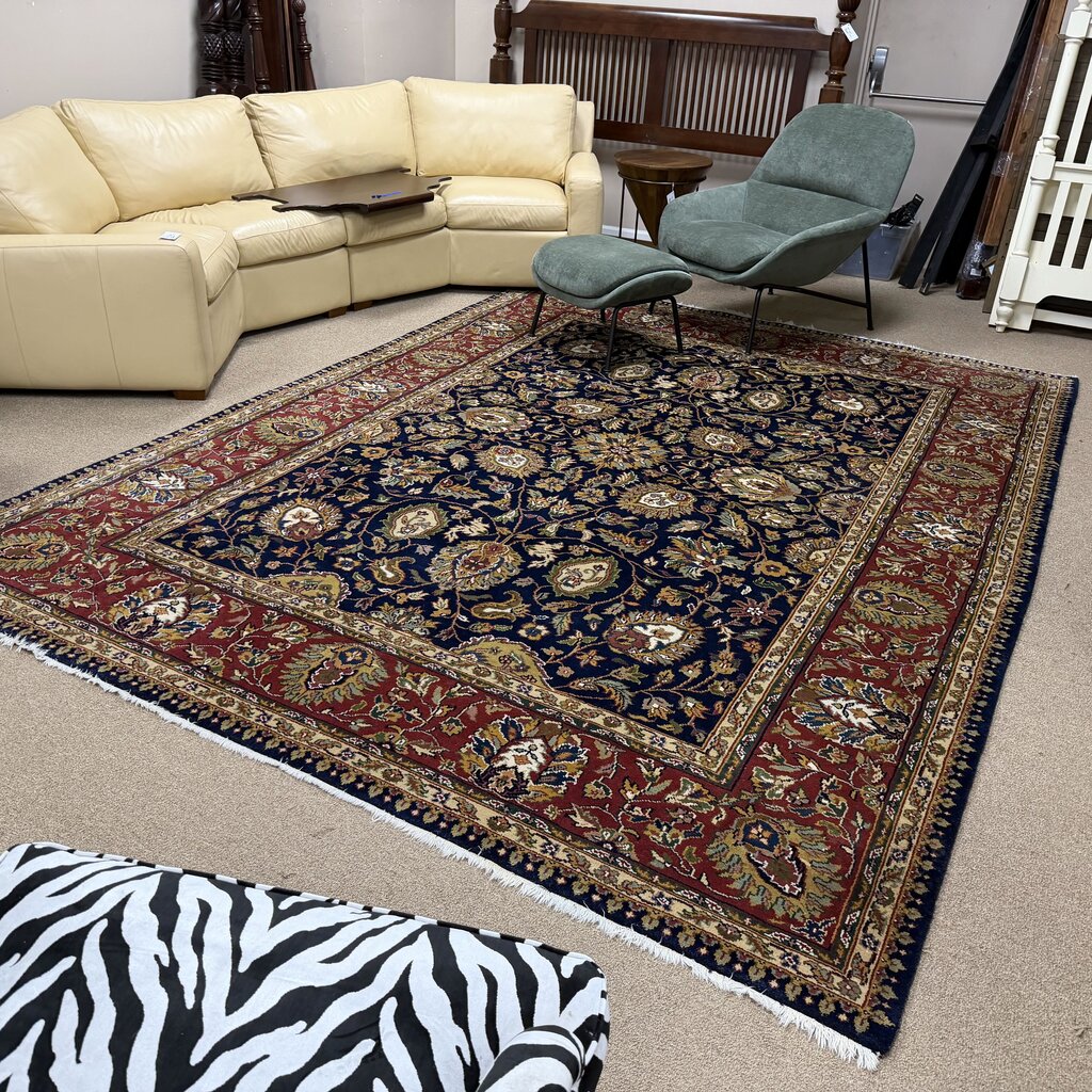 Red + Navy Wool Area Rug