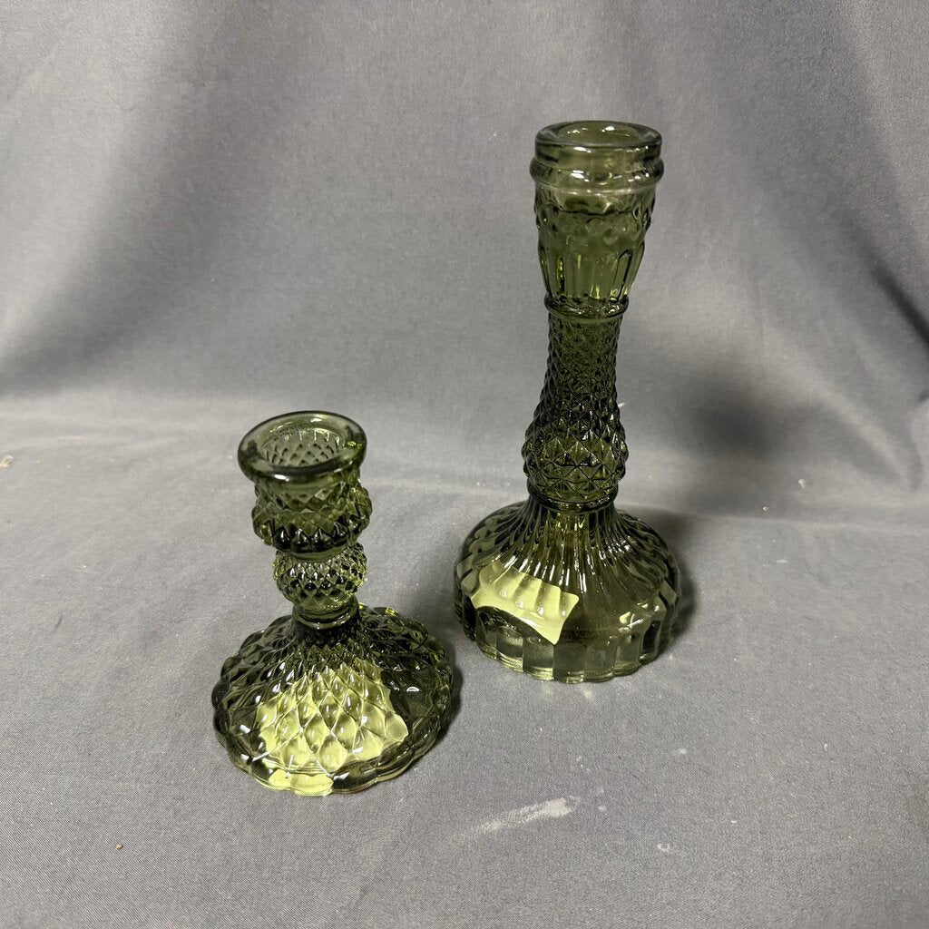 *NEW* Pair Glass Candleholders