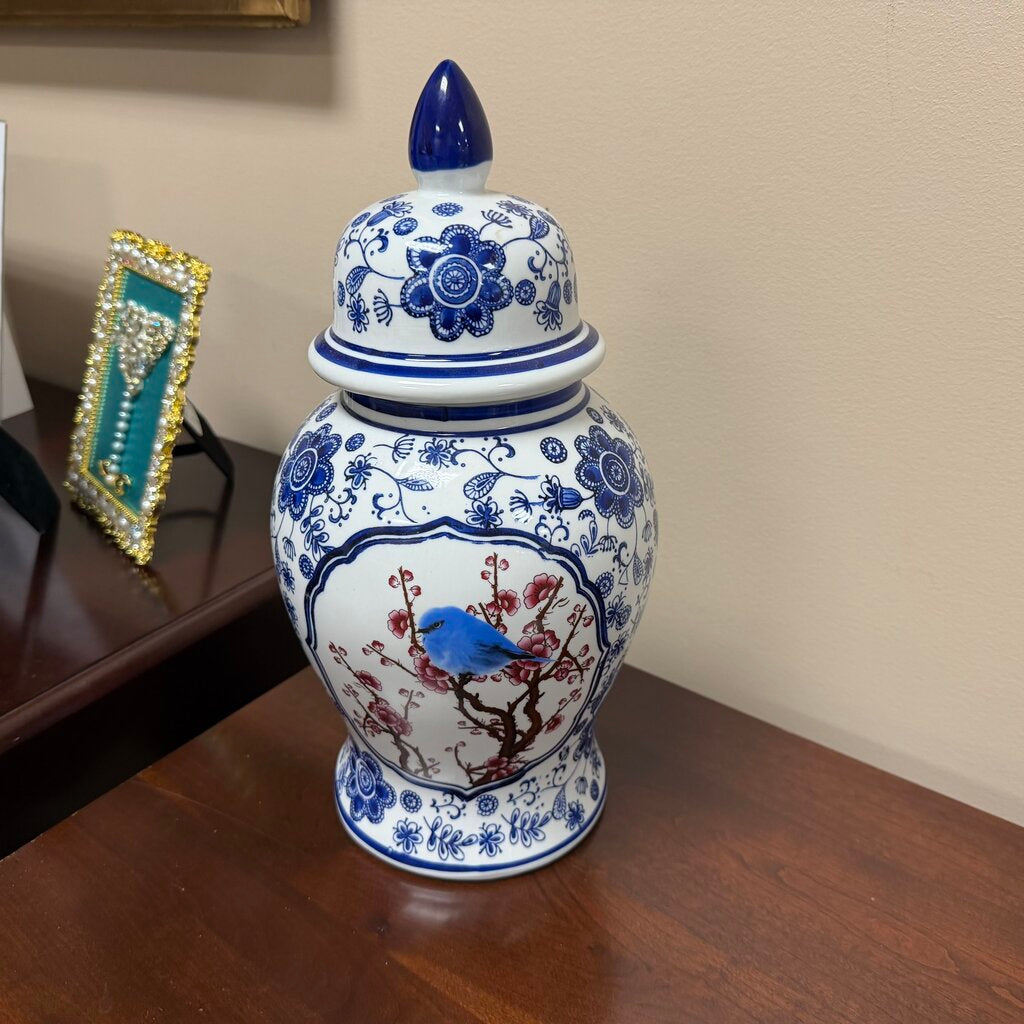 Floral Jar w/Lid