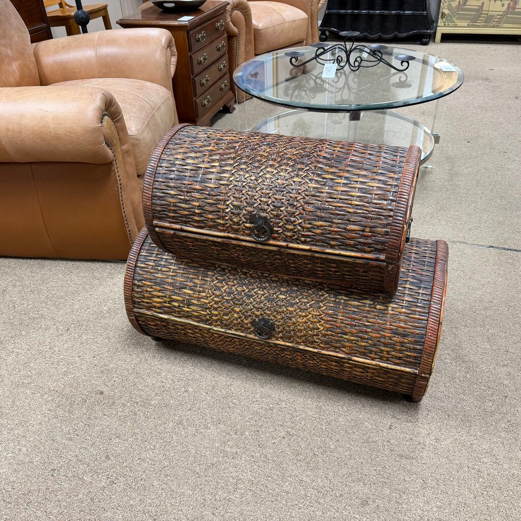 Pair Nesting Wicker Storage Chests