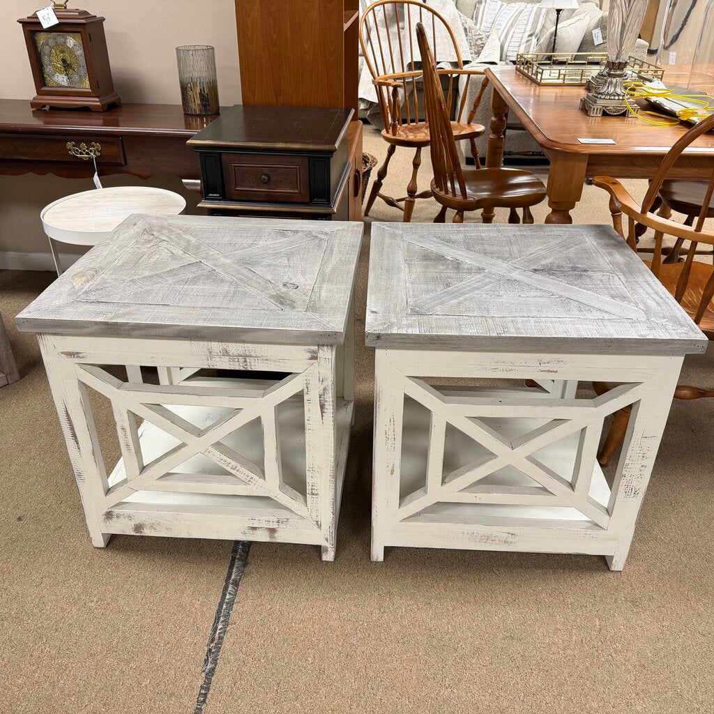 Pair Farmhouse Style End Tables