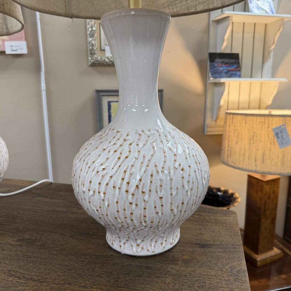 Pair Ceramic Sea Coral Motif Lamps