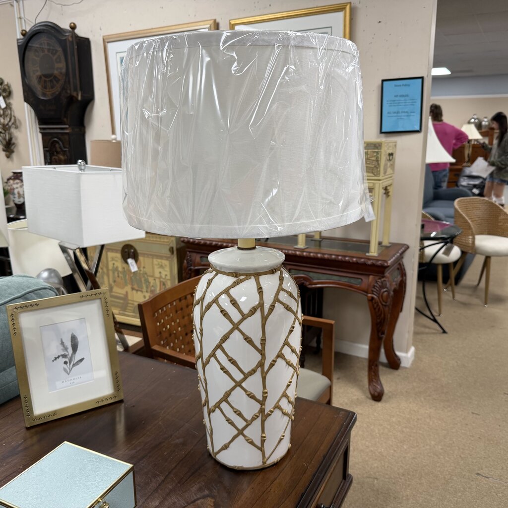 Ceramic Lamp w/Bamboo Design