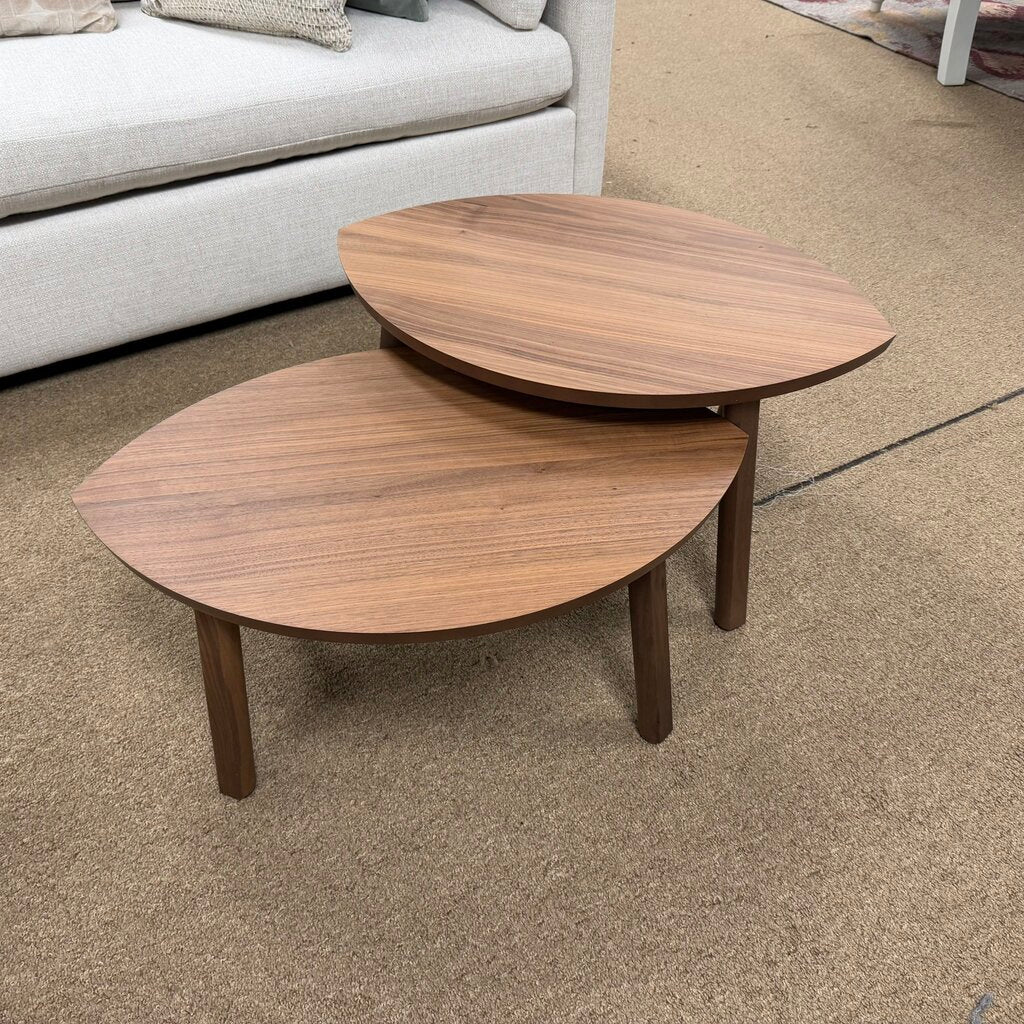 Pair Nesting Walnut Veneer Coffee Tables