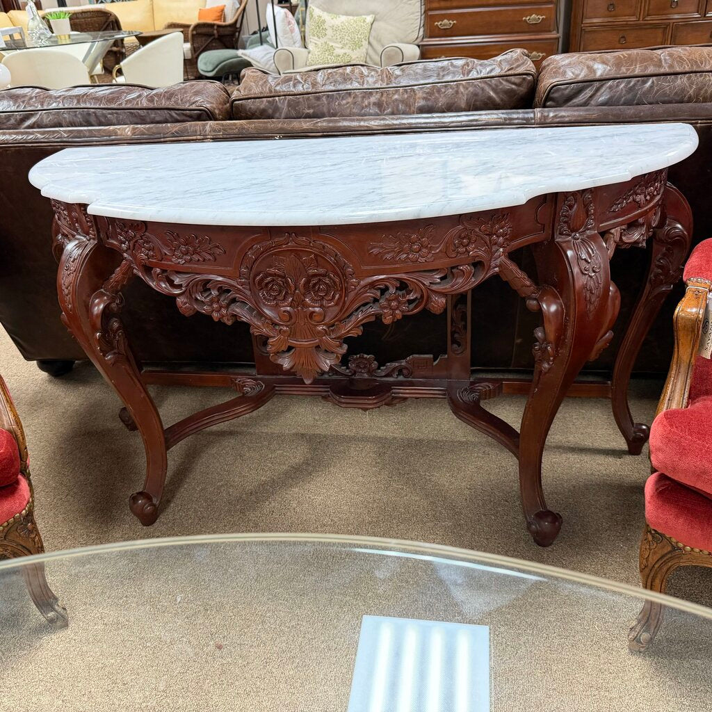 Victorian Rococo Revival Demilune Console Table