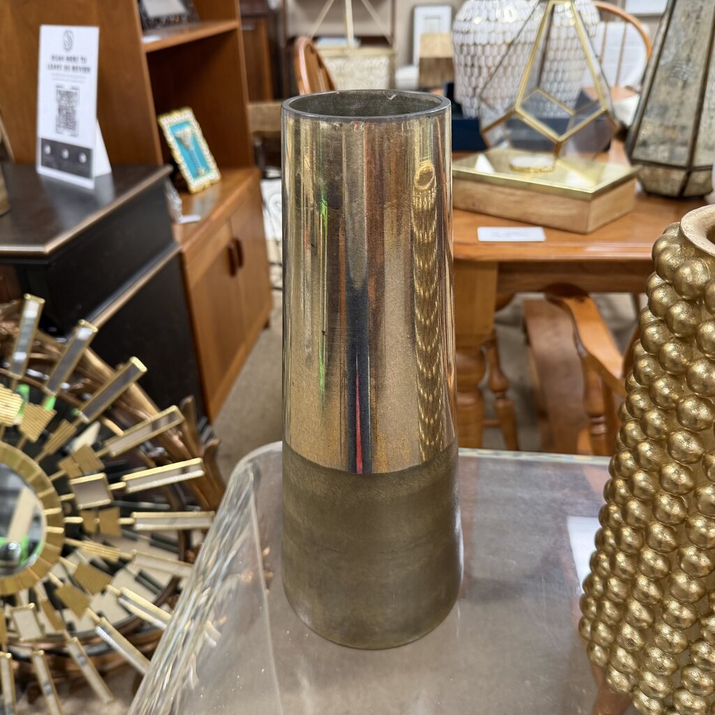 Silver + Brown Glass Vase