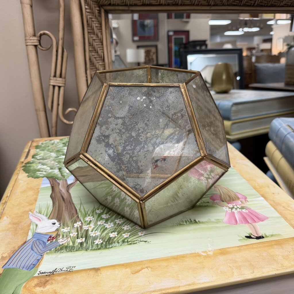 Gold Metal + Glass Geometric Vase