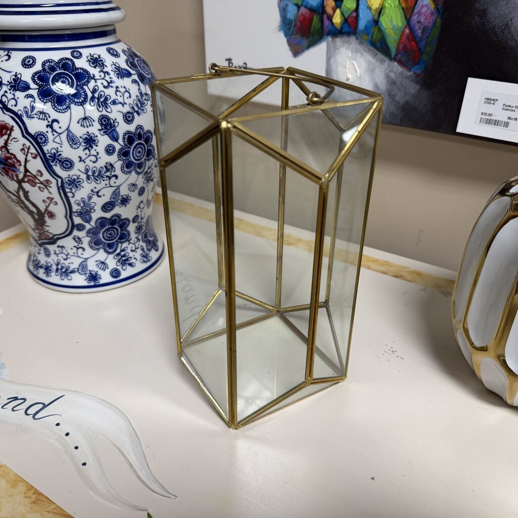 Gold Metal + Glass Geometric Vase